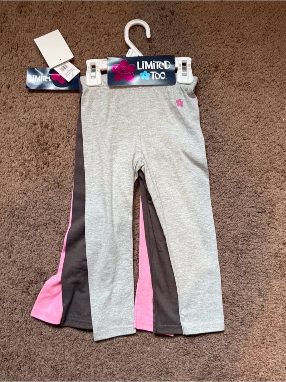 Limited Too Gray, Pink and Dark Gray Side-Panel Leggings